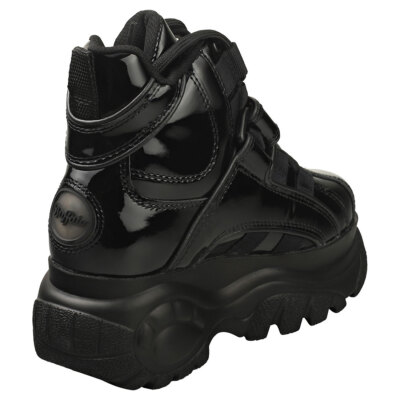 Pre-owned Buffalo Calf Leather Patent Womens Platform Boots In Black - 7.5 Us