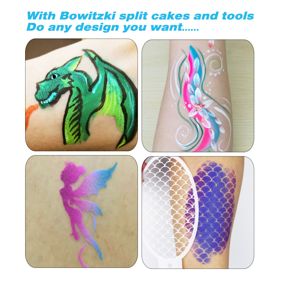 Bowitzki Professional One Stroke Face Paint Palette Many Design Easy Creation 