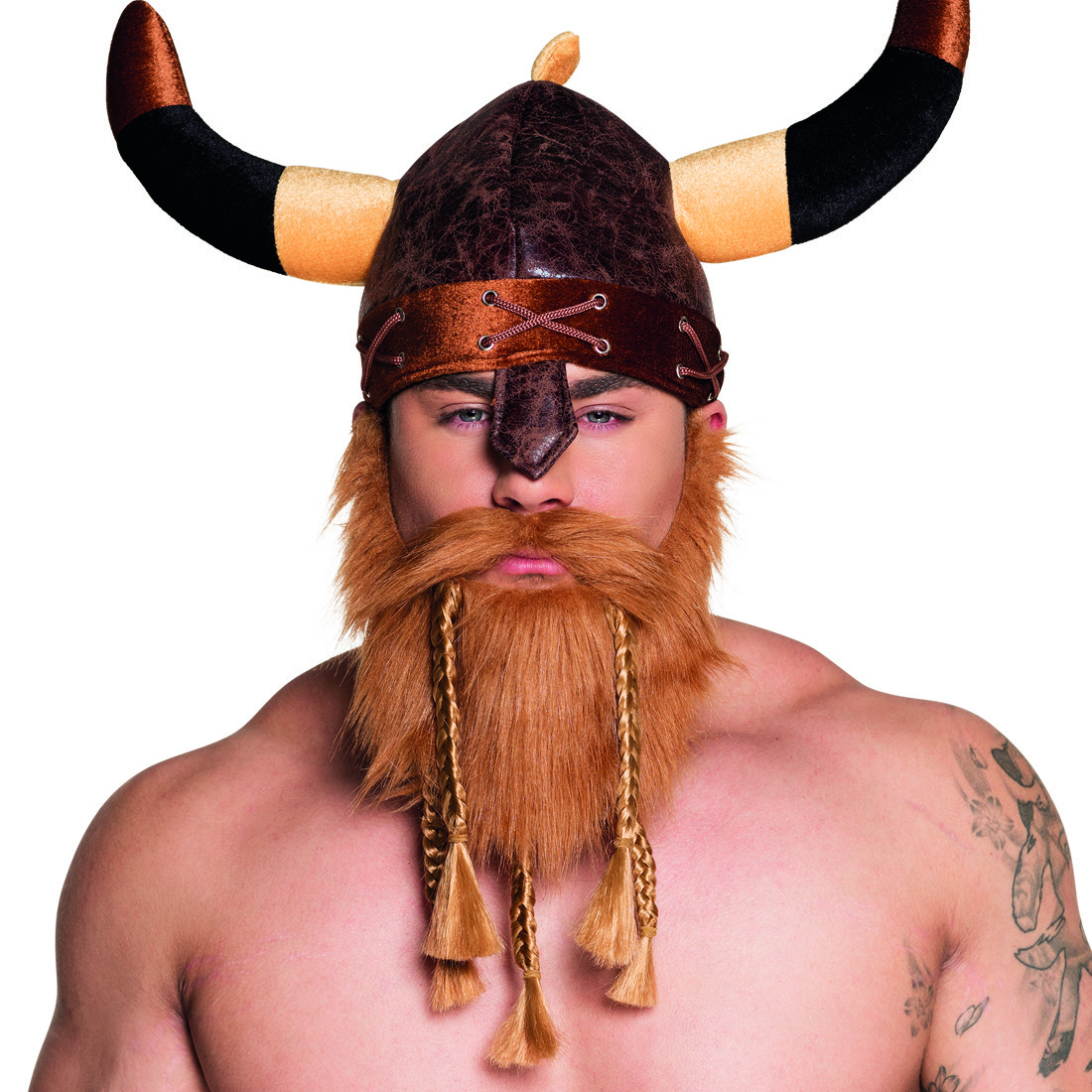 Krieger Vollbart mit Zöpfen blond Wikinger Bart für Karneval Mottoparty