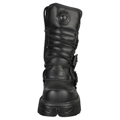 Pre-owned New Rock Rock Boot Metallic M-391-s18 Unisex Black Platform Boots - 11 Us In Gray