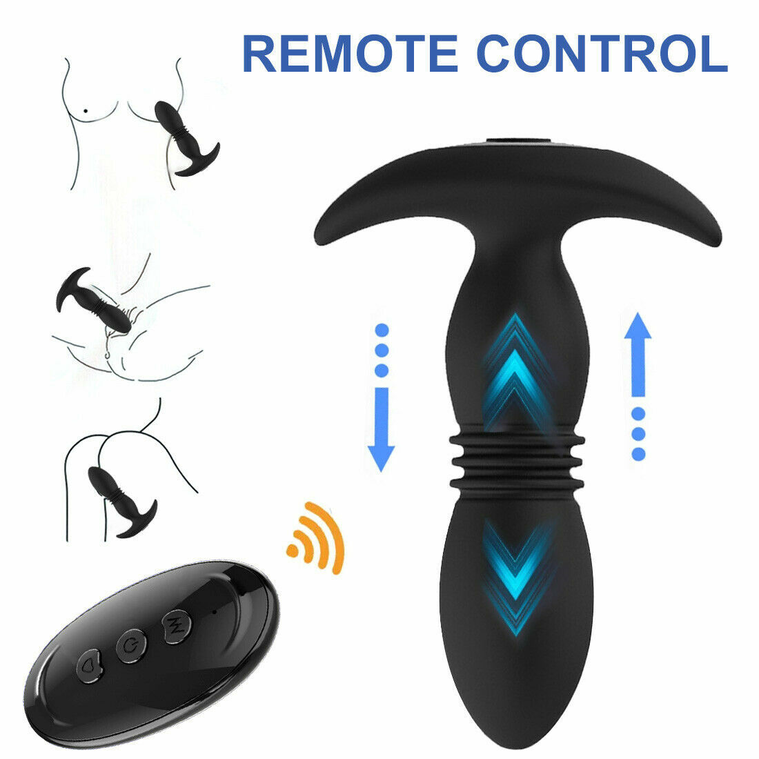 Telescopic Vibrator Anal Butt Plug Prostate Massage Thrusting Vibrating Sex Toys - Picture 9 of 11