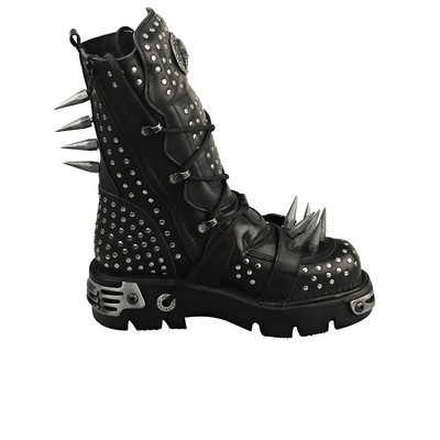 Pre-owned New Rock Rock Boot Metallic M-1535-s1 Unisex Platform Boots In Black Silver - 12 Us In Gray