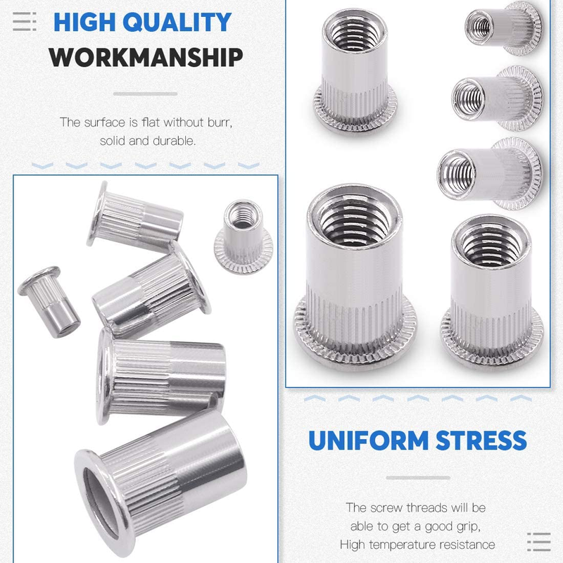 Glarks 50Pcs M6  304  Stainless Steel Threaded Rivetnut Set
