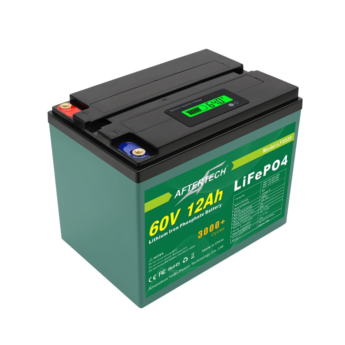 60V 12AH LIFEPO4 PACCO BATTERIA RICARICABILE LITIO FERRO FOSFATO PILA