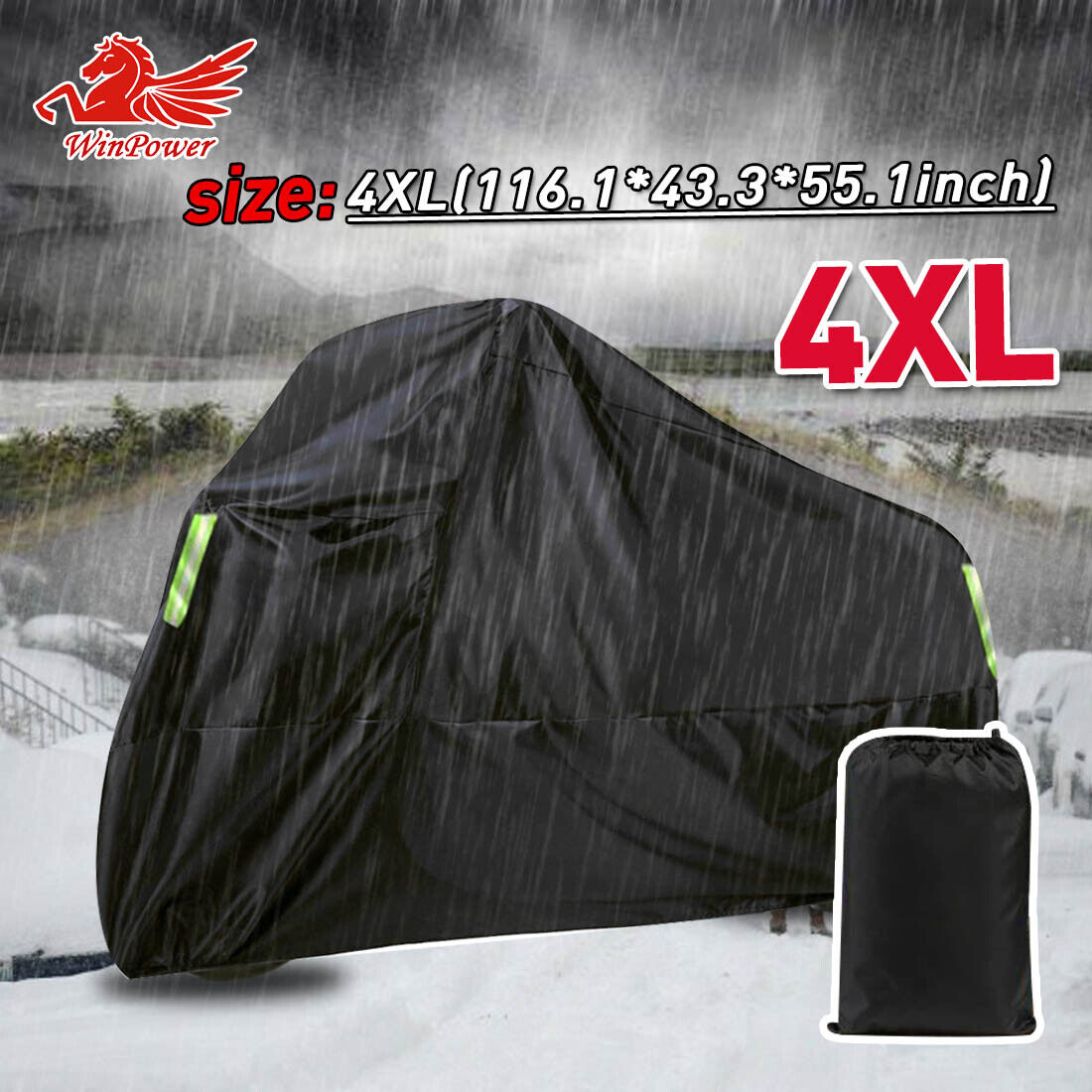 4XL Motorcycle Cover Waterproof For Winter Outside Storage Snow Rain