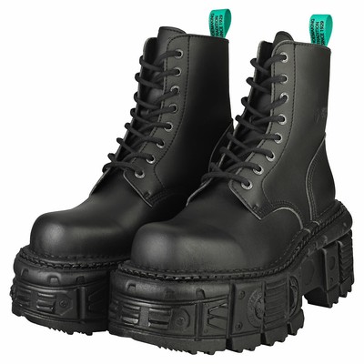 NEW ROCK ROCK IMPERFECT WITH LACES M-MILI084 UNISEX BLACK STIEFEL PLATTFORM - 38 EU