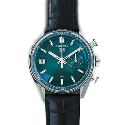 Pre-owned Tag Heuer Carrerra Chronograph Green Dial 39mm Cbs2211.fc6545