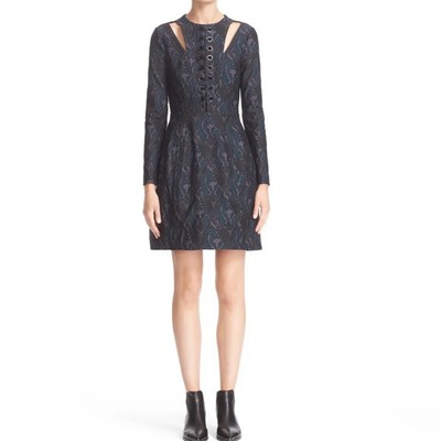 Женское трикотажное жаккардовое платье YIGAL AZROU?L из кожи со шнуровкой-люверсом, Сосна