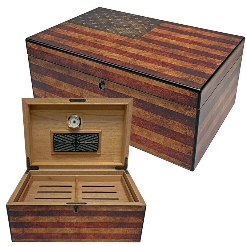 Old Glory Weathered American Flag 100-Count Humidor (MSRP: $157.99)