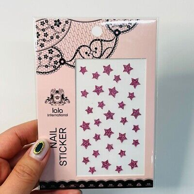 Nail Stickers 3D Sparkle Pink Stars Twinkle Beauty Vacation Point Stylish