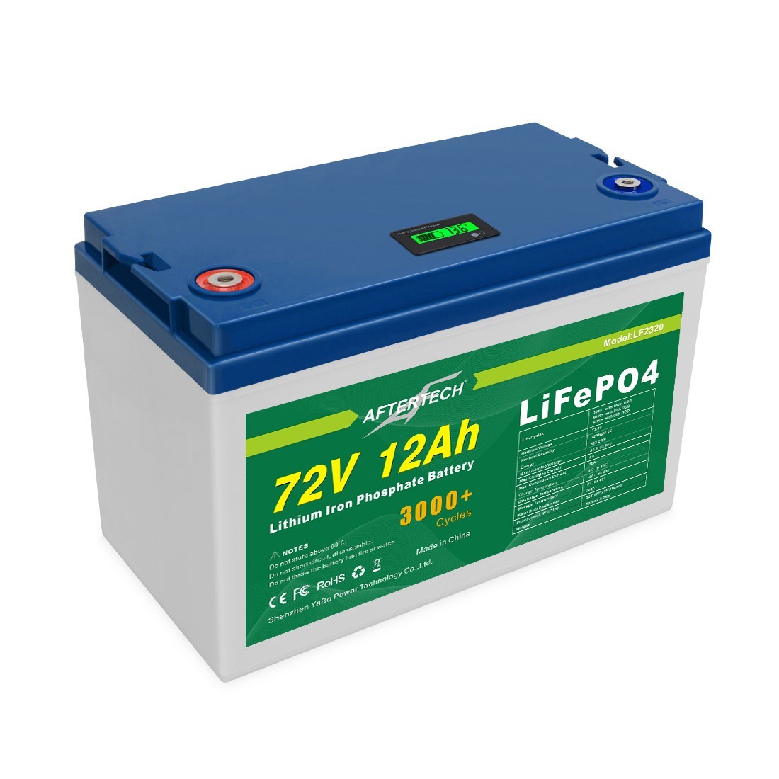 72V 12AH LIFEPO4 PACCO BATTERIA RICARICABILE LITIO FERRO FOSFATO PILA
