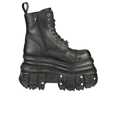 Pre-owned New Rock Rock M-mili083cct-c4 Unisex Platform Boots In Black - 8.5 Us
