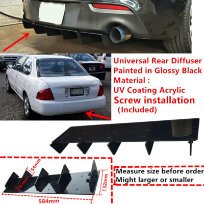 23x5'' For Nissan Sentra 2001-2006 Rear Bumper 5 Shark Fins Diffuser Splitter Kit