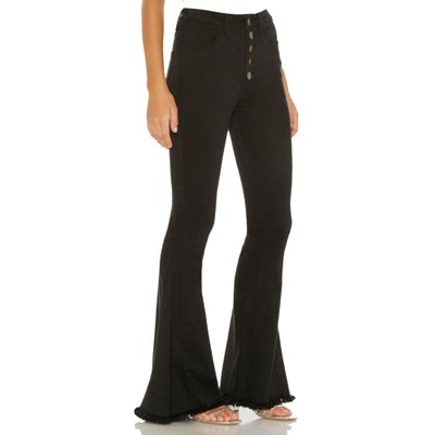 

Mumu Синие широкие джинсовые брюки-клеш, черные, Черный, MDF9-298