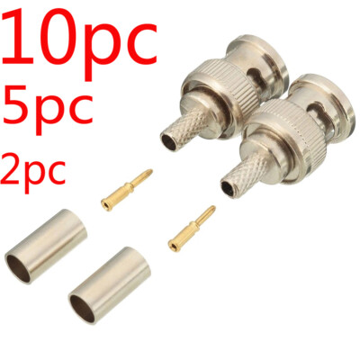 BNC Male RG58 Plug Crimp Connector Coax Connector Adapter Cable Coaxial Plug