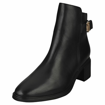 TOMMY HILFIGER TOMMY HILFIGER HARDWARE MID HEEL BOOT DAMEN BLACK STIEFEL ANKLE - 40 EU