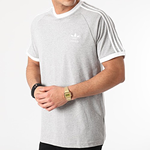 

Adidas Originals 3-полосная футболка Мужская спортивная серая повседневная рубашка с коротким рукавом # 493, Серый, Adidas Originals Essential