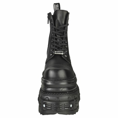 NEW ROCK ROCK M-MILI083CCT-C4 UNISEX BLACK LEDER STIEFEL PLATTFORM