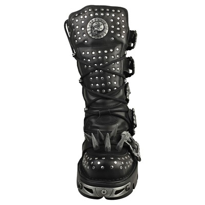 Pre-owned New Rock Rock Boot Metallic M-1535-s1 Unisex Platform Boots In Black Silver - 12 Us In Gray