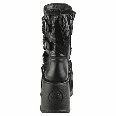 NEW ROCK ROCK PATENT SPRING NEPTUNO UNISEX BLACK STIEFEL PLATTFORM - 37 EU