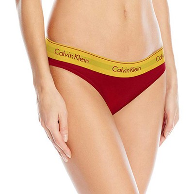

Женские трусики-бикини из хлопка Calvin Klein, красный/золотой, маленькие, Red/gold, F3787