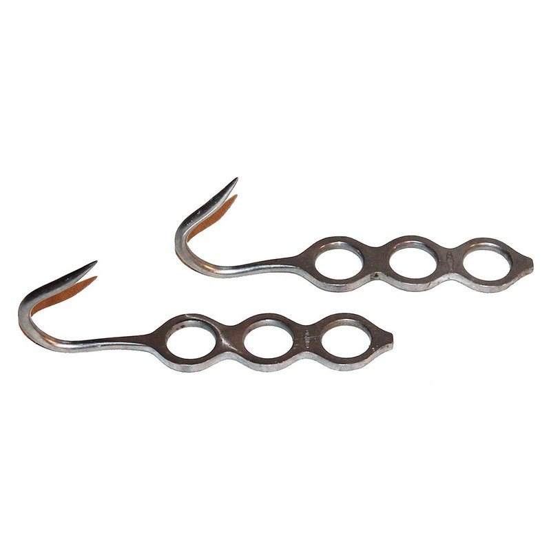 Paire D'Anciens Crochets Esses De Boucher MÃ©Talliques Piginox 17 Cm