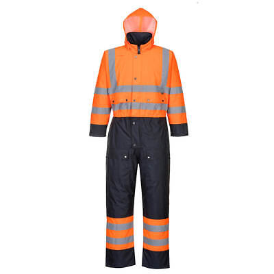 Portwest S485 Hi Vis Contrast Coverall Waterproof Thermal Lined Warm Workwear