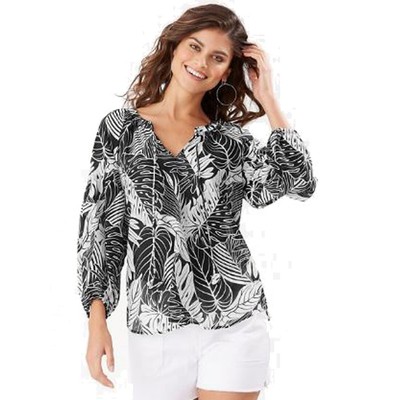 Топ с рукавами 3/4 Tommy Bahama Just Leafy, черный, S