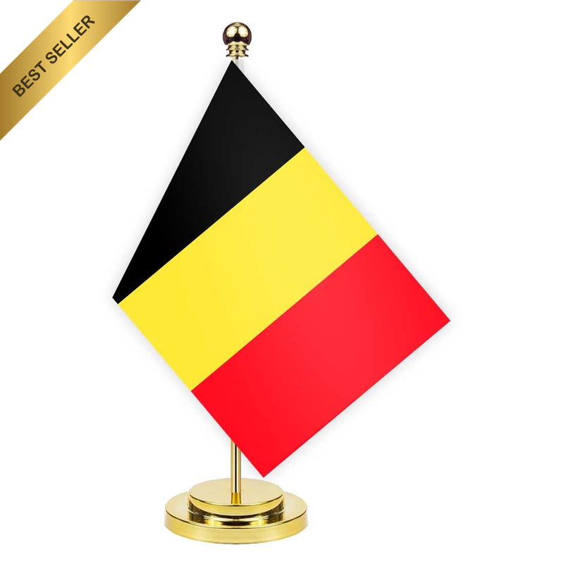 Belgium Desk Flag,12 Inch Tall Small Belgians Indoor Banner,Tiny Printing Decor