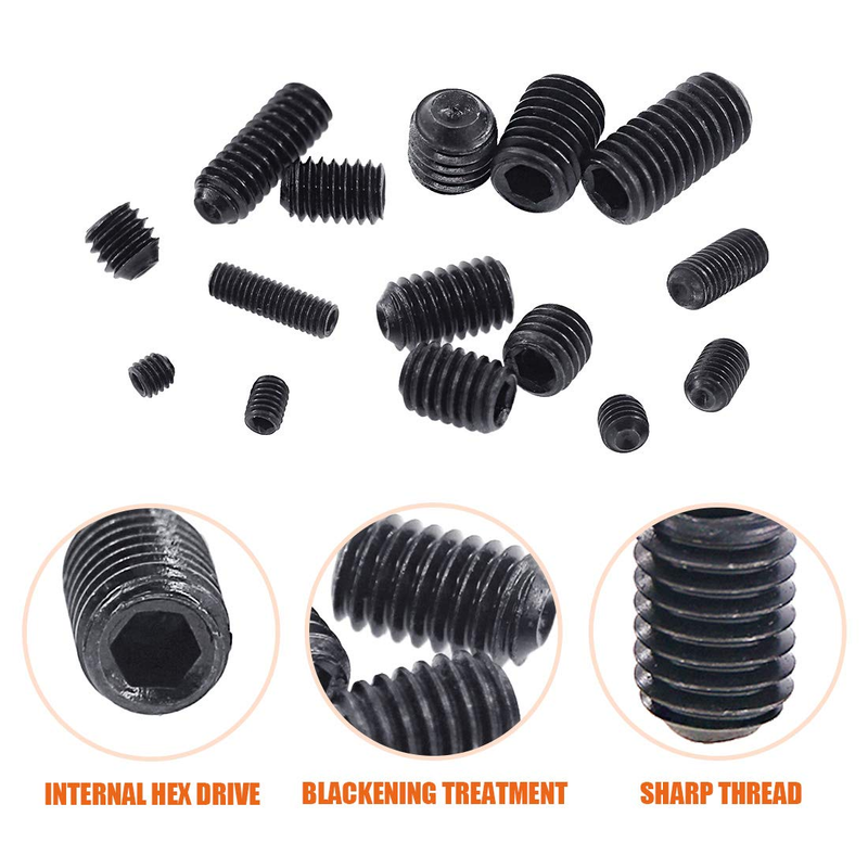 450Pcs M3/M4/M5/M6/M8 Allen Head Socket Hex Grub Screw Set Assortment Kit with I