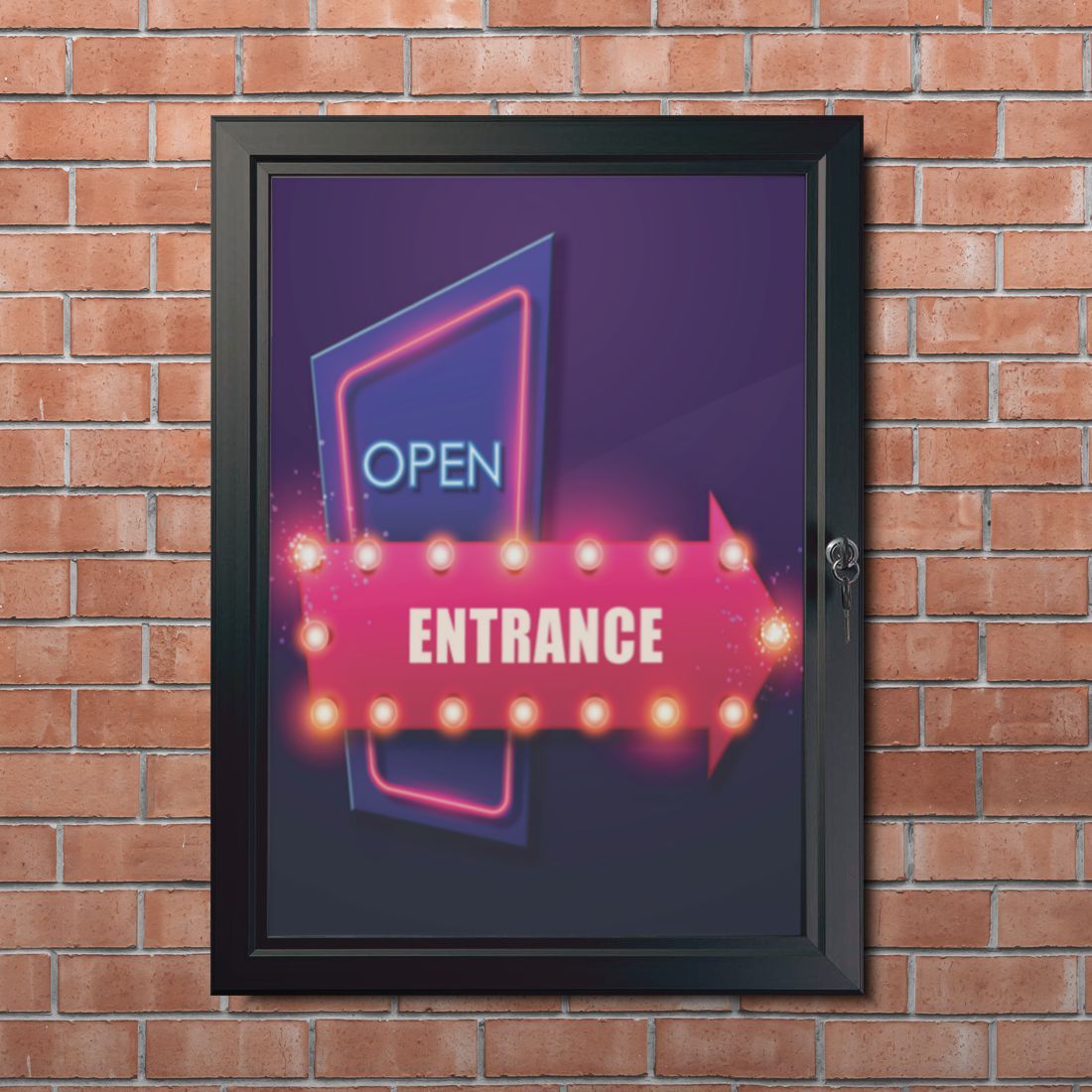 A3 Black lockable poster display case, outdoor menu notice