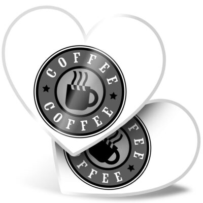 2 x Heart Stickers 15 cm - BW - Coffee Lover Logo Cup Cafe Barista #39934