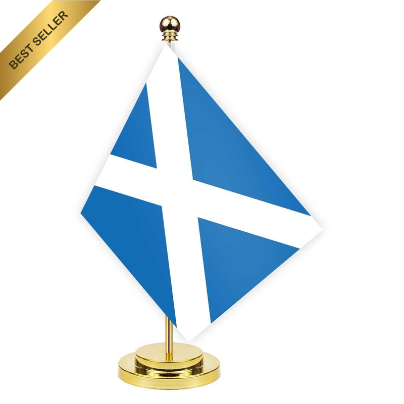 Scotland Desk Flag,12 Inch Tall Small Scottish Indoor Banner,Tiny Printing Decor