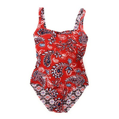 

Двусторонний цельный купальник Tommy Bahama с U-образным вырезом на спине, курортный красный цвет,  лет, Resort red