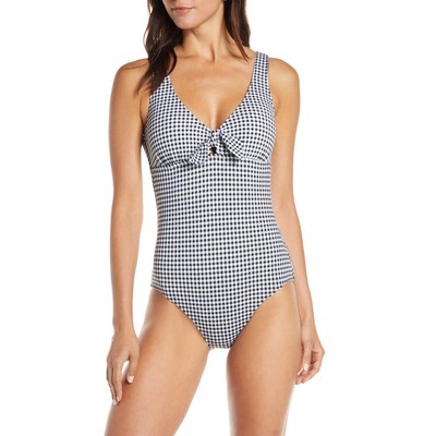 

Двусторонний цельный купальник Tommy Bahama в клетку Gingham, черный/белый,  лет, Black/ white