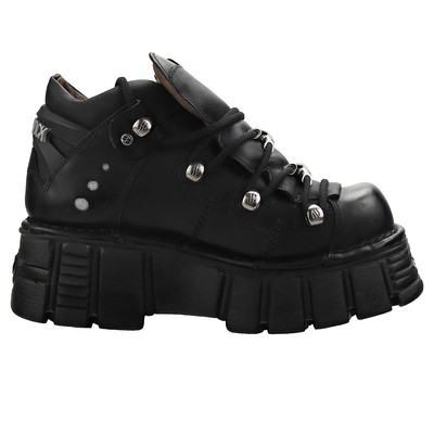 NEW ROCK ROCK M106N-S6 UNISEX BLACK PLATFORM SHOES - 4 UK