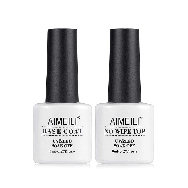 Soak off U V Gel Polish Base Coat and No Wipe Top Coat Set (2X8Ml), Upgraded For