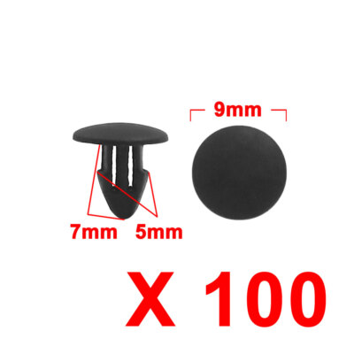 100Pcs 5mm Hole Door Trim Fender Clips Push in Plastic Rivets Fasteners for Car