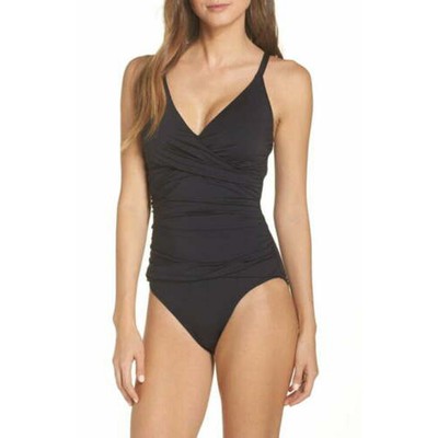 Цельный купальник Tommy Bahama Pearl с запахом спереди, черный, 6