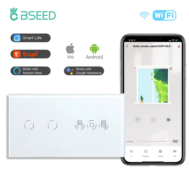 Wifi Shutter Switch Smart Touch Roller Blind Switch Smart 1/2/3Gang 1/2/3 way To
