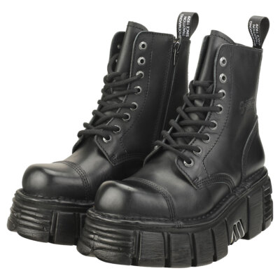 Pre-owned New Rock Rock Metallic M-newmili083-s39 Unisex Black Platform Boots - 9.5 Us In Gray