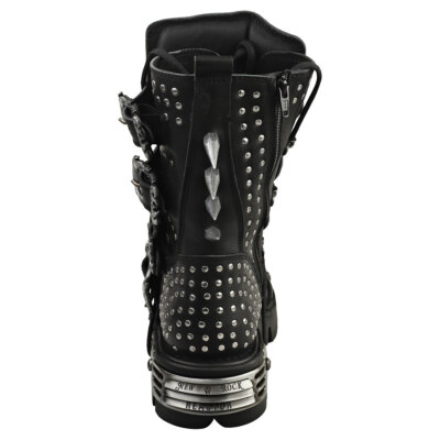Pre-owned New Rock Rock Boot Metallic M-1535-s1 Unisex Platform Boots In Black Silver - 9.5 Us In Gray