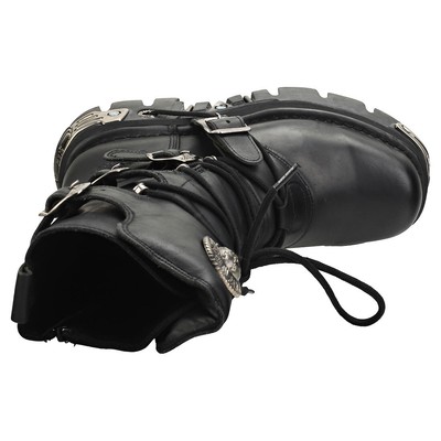 NEW ROCK ROCK REACTOR HALF BOOTS UNISEX BLACK PLATFORM BOOTS - 4 UK