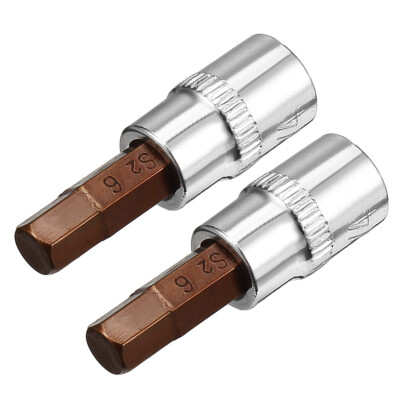 2pcs 1/4'' Drive x H6 6mm Hex Bit Socket S2 Steel Bits CR-V Sockets 1.5'' Length