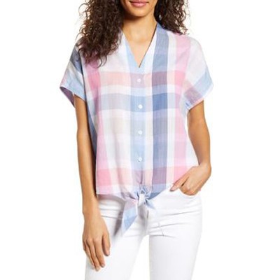 

Tommy Bahama Padma Клетчатый топ с завязкой спереди, Infinity Sky, S