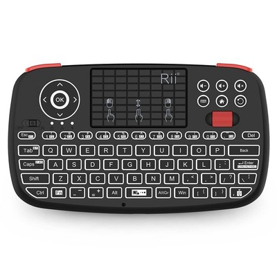 Rii (Upgrade) i4 Mini Bluetooth Keyboard with Touchpad, Blacklit Portable Wir...