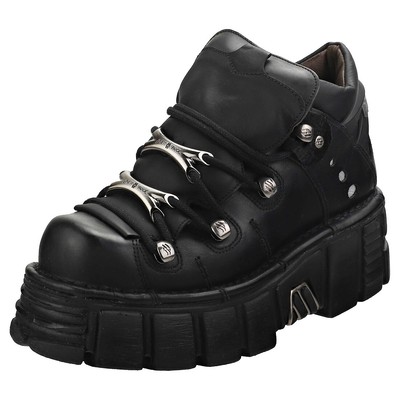 NEW ROCK ROCK M106N-S6 UNISEX BLACK PLATFORM SHOES - 8 UK