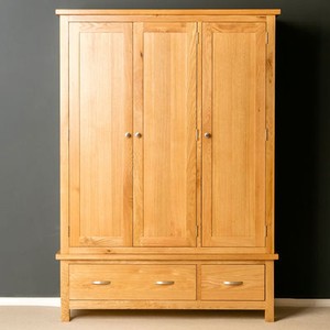 Roseland Furniture London Oak Light Lacquered Triple Wardrobe