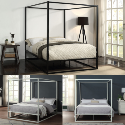 Black and online white canopy bed