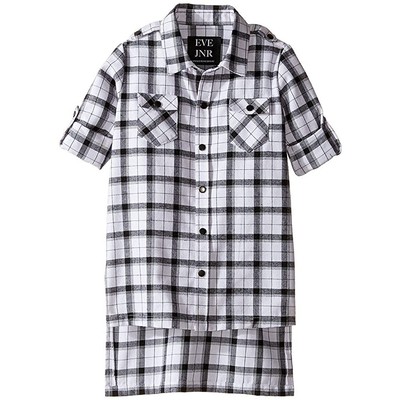 рубашка-туника eve jnr Oversize на пуговицах, большая, Черно-белая, для 7 маленьких детей